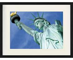 1art1 New York Poster Statua Della Libertà, Indipendenza Quadro In Cornice Con Pregiato Passepartout | Immagini A Parete | In Una Cornice 80x60 cm