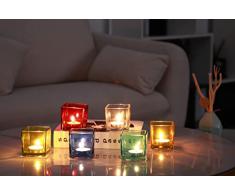 SISVIV Set di 6 Portacandele Votive Vetro Tealight Portalumini Candeliere per Matrimonio Decorazione di Bar Natale Colorato