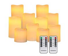Monzana Candele a LED 10pz Telecomando Timer Senza Fiamma Candela Decorativa a Batteria Luce Calda