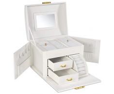 E-MANIS Cofanetto Portagioielli,Scatola Portagioie con 3 Strati Serratura e Specchio per Anelli Braccialetti Orecchini Collane,Interni in Velluto,Regalo Femminile