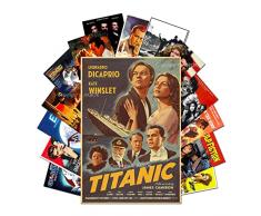 AKBOK 15 pezzi vintage classici film poster adesivi decalcomania retrò classico film film poster adesivi casa uomo grotta cinema Teens Room decorazione da parete 19 x 30 cm