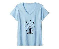 Donna Candela magica magica Maglietta con Collo a V