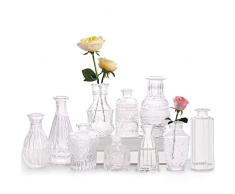 Set di mini vasi, 10 piccoli vasi in vetro, decorazione vintage, diverse misure, per decorazione da tavolo, centrotavola, decorazioni per matrimon