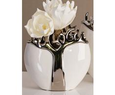 Xl ceramica albero designer vaso · bianco/argento impermeabile design dargento Ø / altezza 21 cm apertura ovale: larghezza 9