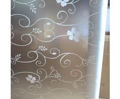 WINOMO Adesivo pellicola finestra Adesivo pellicola smerigliato fiori bianchi 100x45cm