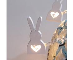 LEDMOMO Catene Luminose LED a Batteria 10 LED Cuore Coniglietto Coniglio di Pasqua Decorative (Luce Bianca Pura)