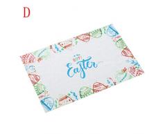 ALIKEEY Pasqua Coniglietto Divertente Fondo E Colorate Uova Tovagliette Tovaglietta Antiscivolo Resistente al Calore