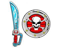 Widmann 97307 - Paletta da pirata e scudo in morbida schiuma per bambini, pirati, spada da gioco, arma, feste a tema, carnevale