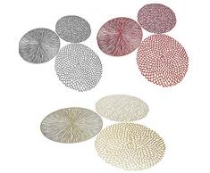 cosedacasa Sottopiatti Centro tavola di Natale in Rosso Argento Oro da Decorazioni addobbi Natalizi Ornamento Moderno e Particolare Idea Regalo Set da 6-Rosso