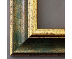 Artecentro Cornice Dorata per Quadri - Oro/Colore con o Senza passepartout in Legno-Varie Misure (Oro/Verde, 70 x 100)