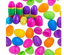Uova di Pasqua Fillable, Fyvadio 24Pcs Uova Di Pasqua in Plastica Colorate, Sorpresa Uova Di Pasqua, Ideali per Pasqua Hunt, Bambini Fai da Te Regali e Altro, Decorazione Festa a Tema di Pasqua