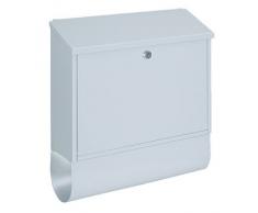 Rottner Villa Spezial - Cassetta postale A4 in acciaio con portagiornali integrato, colore: Bianco