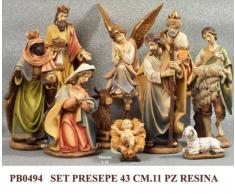Presepe natività composto da 11 statue in resina decorata alte fino a 43 cm