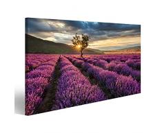 Quadro moderno Paesaggio mozzafiato con campo di lavanda al sorgere del sole Poster Stampe e quadri su tela di alta qualità