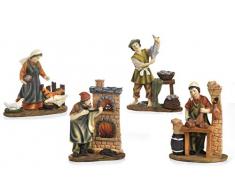 Articoli religiosi by Paben Set 4 statuine Personaggi mestieranti Presepe in Resina cm. 11