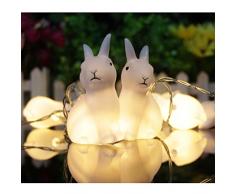LEDMOMO Catene Luminose LED a Batteria 10 LED Coniglietto Coniglio di Pasqua Decorative (Luce Bianca Pura)