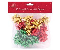 25 coccarde da regalo grandi, colore verde, rosso e oro, per regali di Natale