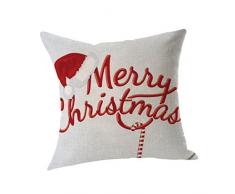 Cuscino di Christmas, Longra Dispositivo di lavaggio ecologico removibile e lavabile 45cm * 45cm / 18 "* 18" Stampa di tema di Natale Cuscino di cotone (Multicolore_C)