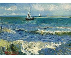 Vincent Van Gogh - Il Mare A Saintes-Maries-de-la-Mer, 1888 Stampa su Tela (40 x 30cm)