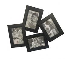 Ducomi Cornice Multipla Foto in Legno - 4 Cornici 10 x 15 cm - Collage per Fotografie e Polaroid di Battesimo, Compleanno e Matrimonio - Quadri Multipli da Appendere per Ricordi più Belli (Black)