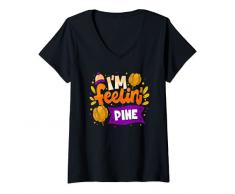 Donna Im Feelin Pine - gioco di parole natalizio Maglietta con Collo a V