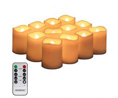 Monzana Candele LED Fiamma Danzante Dimmerabile 12pz Timer Candela Batteria Telecomando Vera Cera 4,5cm