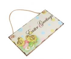 ROSENICE Decorazioni Pasquali da Appendere Targa da Parete in Legno Vintage Easter Greetings