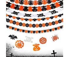 OUQIWEN 6 Pezzi Halloween Ghirlande di Carta,Banner di Ghirlanda di Halloween,Ragni,Scheletri,Pipistrelli,Set di Decorazioni di Halloween Zucche