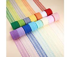 BENECREAT 15 Rolls 150m Colore Misto Motivo Floreale Tessuto Pizzo Nastro dal Rotolo per Invito a Nozze, Carte, Decorazione, Cucito, Fiocco per Capelli, Confezione Regalo, 45 mm di Larghezza