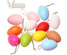 BESLIME Uova di Pasqua Riempite, 12Uova di Pasqua Colorate da Dipingere e Decorare - Ideali per Caccia alle Uova di Pasqua - Perfette per Fai da Te, Decorazione per la Casa, Regali e Altro
