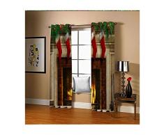 Daesar Tenda per Salotto Due Pannelli, Tenda Natale Interno Camino con Quattro Calzini Natalizi Tende Camera Colorate Tende Salotto Oscuranti 214x274CM