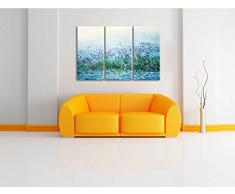 Campo Thistle Viola in stile retrò 3 pezzi di immagini su tela 120x80 su tela, XXL Immagini enormi completamente Pagina con la barella, arte stampa sulla foto muro con cornice, gänstiger come un dipinto o un dipinto ad olio, non un manifesto o un banner