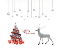 Deggodech Natale Vetrofanie Finestra Rimovibile Adesivi Vetro Bianco Murali da Muro Albero di Natale Alce Adesivo Finestre Decorazione di Natale Casa Negozi Murale Vetrina Adesiva Christmas Stickers