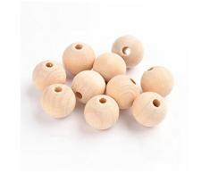 Perle di legno generiche tonde, perle distanziatrici, perle decorative, 50 pezzi, per la creazione di gioielli., Legno, naturale, 16 mm