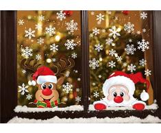 Trabig 152PCS Natale Vetrofanie Rimovibile Adesivi Doppia faccia fiocchi di neve, Natale Adesivi Finestra Decorazione, Natale Adesivi Vetro per la Fai da te finestra Articoli
