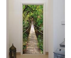 murimage Carta Parati Porta Ponte Sospeso 86 x 200 cm Fiume Legno Foresta Jungle Lago 3D fotomurali Poster Gigante Wallpaper Include Colla