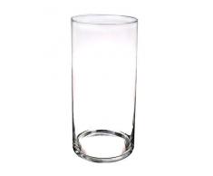 INNA-Glas Portacandela a Cilindro Sanya Air in Vetro, Trasparente, 60cm, Ø19cm - Portalumino - Vetro per Candele