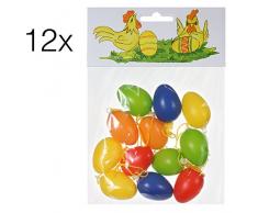 TK Gruppe Timo Klingler Uova di Pasqua Colorate da Appendere Come Decorazione da Appendere, 12x Ostereier Vollflächig