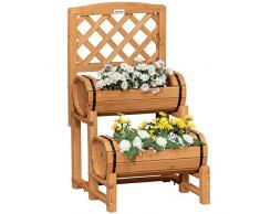 Outsunny Fioriera da Esterno a Mezza Botte in Legno dAbete con Design Verticale Rialzato, 45x45x80 cm