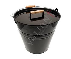 Valiant FIR243 Piano - Secchio portalegna per caminetto, colore: Nero