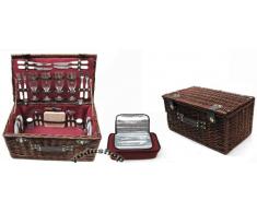 Yudu - Cestino da pic-nic per 4 persone In rattan, con 24 elementi e borsa termica. Riferimento n.:1065