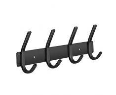 JOLY FANG Appendiabiti da Parete, Ganci Appendiabiti da Muro Moderno in Acciaio Inox, Attaccapanni Montato da Parete per Giacche per Giacche, Cappelli, Sciarpe (4 Ganci, Nero)