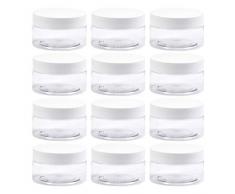 Contenitori Cosmetici Plastica 100ml/80g Vaso Cosmetico 12PZ, Vasetti Barattolo di Plastica Vuoto Contenitore Cosmetico BUYGOO Campioncini Vuoti Plastica Bottiglie di Stoccaggio per Cosmetici Miele Tè