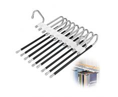 9 in 1 Acciaio Inossidabile Grucce Pantaloni Grucce con rivestimento antiscivolo Pantaloni Antiscivolo Appendini Armadio Antiscivolo Appendini Portatili Multifunzionali Risparmio di spazio