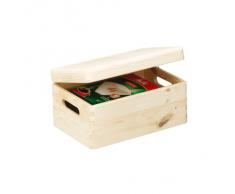 Zeller 13516, Contenitore portaoggetti con coperchio, in legno di conifera, 30 x 20 x 14 cm
