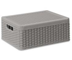 DEA HOME Z381M025 Contenitore Multiuso Decora M, 38x30x15, Tortora