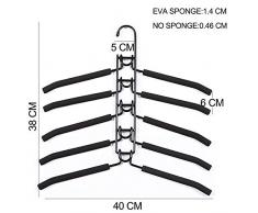 CESHUMD Grucce Appendiabiti Multistrato 5 in 1, Salvaspazio Gruccia Multipla Armadio Appendiabiti Antiscivolo Metallo Spugna Deposito per Camicie