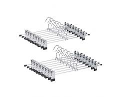 Amber Home 24 Pezzi 30cm Cromo Grucce di Ferro Metallico per Pantaloni Gonna Calzino Biancheria Intima Mutande Appendiabiti Antiscivolo con Clips