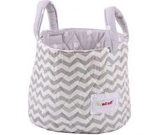 Minene - Cestino portaoggetti, fantasia: zig zag, colore: grigio/bianco