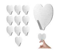 10 Ganci Adesivi Impermeabile in Acciaio Inox, Appendini Portasciugamani per Cucina e Bagno